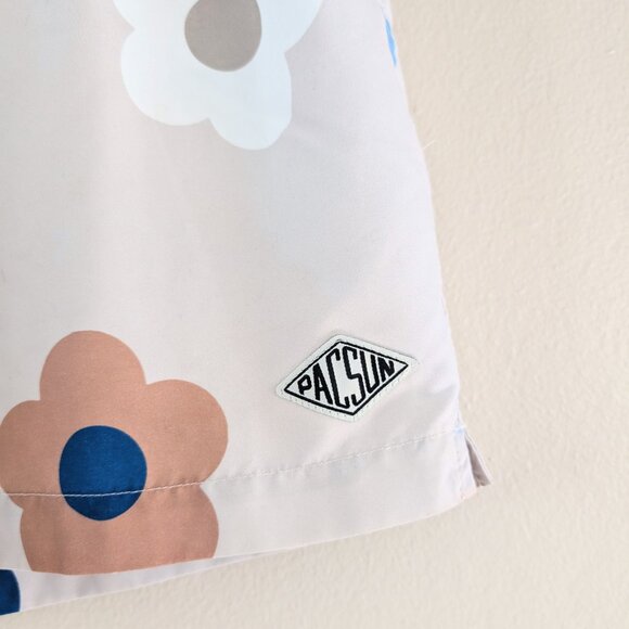 Men's PacSun Light Gray Daisy‎ Print Swim Trunks 6" Inseam Size L Relaxed - Picture 6 of 15